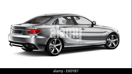 Silver sedan car - rear view Stock Photo