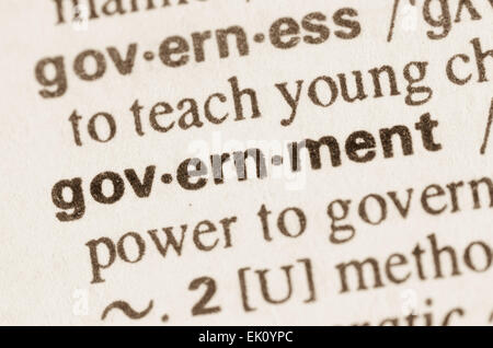 Definition of word government in dictionary Stock Photo