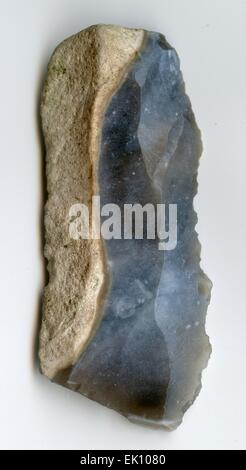 Mesolithic flint scraper blade found by the photographer in Little Baddow, Essex Stock Photo