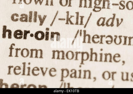 Definition of word heroin in dictionary Stock Photo