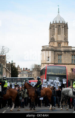 Oxford, UK. 4th April, 2015. St Aldates blocked by police during EDL march through Oxford,UK Credit:  roger askew/Alamy Live News Stock Photo
