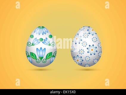 Vector Illustration - Two Easter Eggs On Yellow Background Stock Vector