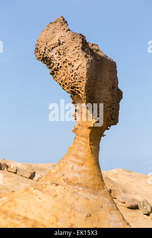 queen's head shape rock in Yehliu geopark, Taiwan Stock Photo