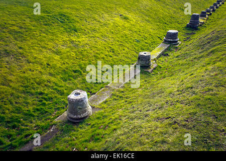 The remnants of the market wall at the Wroxeter Roman city in Wroxeter, Shropshire, England, UK. Stock Photo