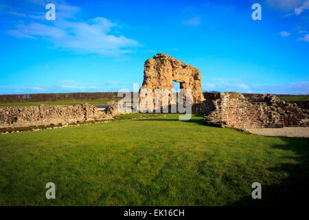 The only standing wall of the bath house at the Wroxeter Roman city in Wroxeter, Shropshire, England, UK. Stock Photo