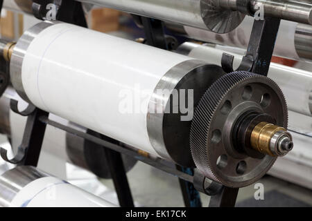 printing machine parts on rack Stock Photo