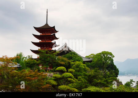 Five-Storied Pagoda (Gojunoto), Miyajima, Japan Stock Photo