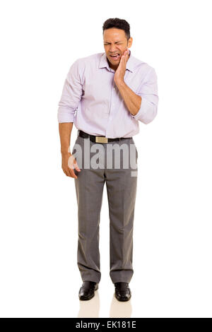 handsome man having toothache isolated on white background Stock Photo