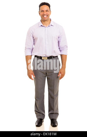 portrait of good looking mature man standing on white background Stock Photo