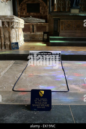 Shakespeare's Grave. William Shakespeare is buried in the Holy Trinity ...