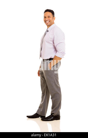 joyful mature businessman posing on white background Stock Photo
