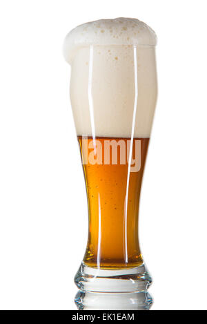beer poured into a glass on a white background Stock Photo