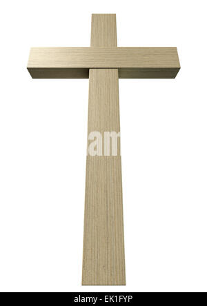 A wooden cross depicting the crucifixion on an isolated background Stock Photo