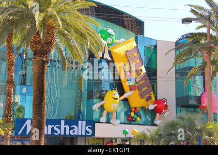 LAS VEGAS, NEVADA, USA - OCTOBER 21, 2013 : M&M's World on the Strip of Las Vegas. The first location opened in Las Vegas in 1997, in the Showcase Mall Stock Photo