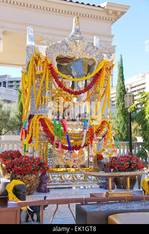 LAS VEGAS, NEVADA, USA - OCTOBER 21, 2013 : Brahman Shrine decorated with garlands of flowers in Las Vegas Stock Photo