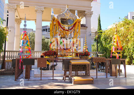 LAS VEGAS, NEVADA, USA - OCTOBER 21, 2013 : Brahman Shrine decorated with garlands of flowers in Las Vegas Stock Photo