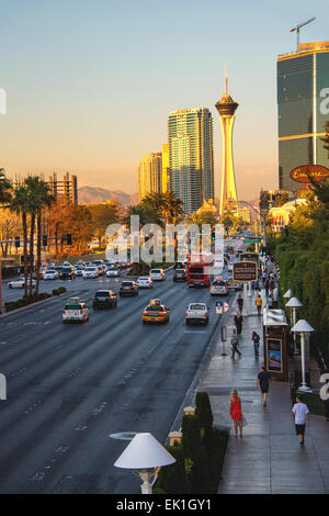 LAS VEGAS, NEVADA, USA - OCTOBER 25, 2013 : City landscape. Sunrise in Las Vegas, Nevada. 40 million tourists visited Las Vegas in 2012 Stock Photo