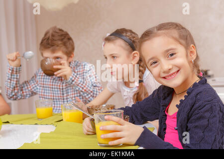 Lunch with friends at home Stock Photo