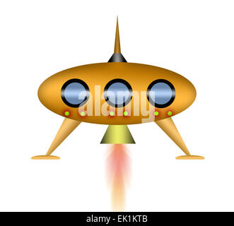 Cartoon rocket isolated on white background. Stock Photo