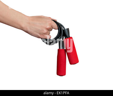 Hand gives a skipping rope isolated on white background Stock Photo