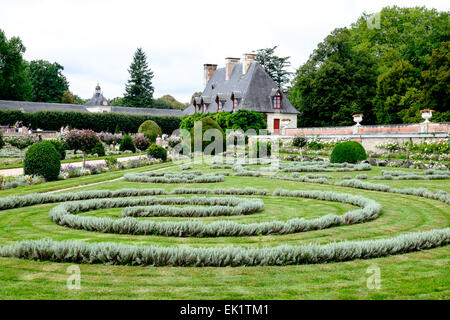 Diane de Poitiers' garden at Chateau de Chenonceau in the Indre-et-Loire, France Stock Photo