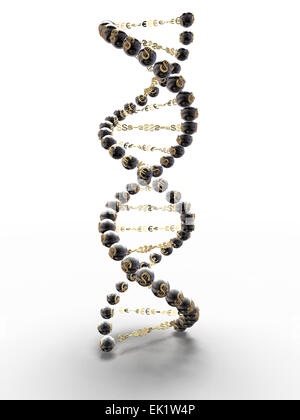Spiral of DNA with the symbols of the dollar and the euro, with metal glossy surface Stock Photo