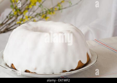 traditional Easter ring cake on table Stock Photo