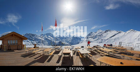 An Altitude Restaurant in Zinal in the Swiss Alps Stock Photo