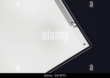 Computer Cursor Arrow on Scroll Bar with Empty Application Window as Copy Space, Visible Screen Pixels. Stock Photo