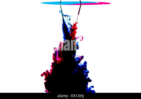ink jet ink creating smoke swirls in water Stock Photo