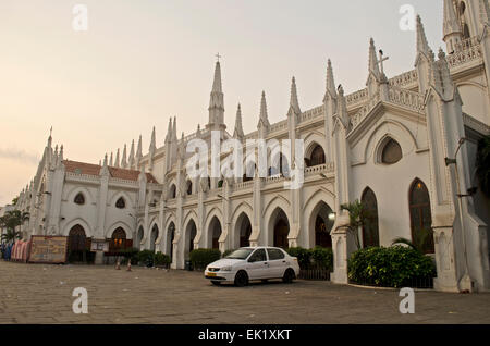 Side view of Santhome cathedral Basilica church at Chennai,Tamil Nadu,India Stock Photo