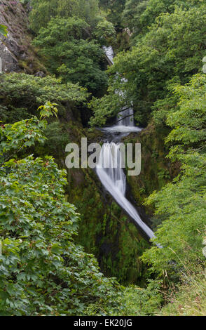 Ceunant Mawr Waterfall, otherwise known as Llanberis Falls, Snowdon, Snowdonia National Park, Gwynedd, Wales, United Kingdom. Stock Photo