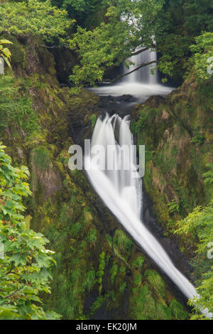 Ceunant Mawr Waterfall, otherwise known as Llanberis Falls, Snowdon, Snowdonia National Park, Gwynedd, Wales, United Kingdom. Stock Photo