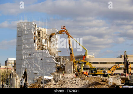 27 March 2015 - Nine Elms, London: Demolition work at the Nine Elms redevelopment, London Stock Photo