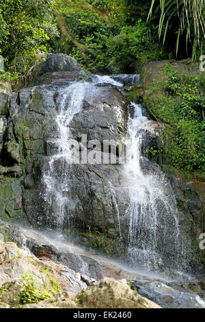 Beautiful waterfall in Thailand on Koh Samui photographed close-up Stock Photo