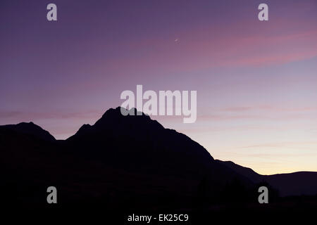 Silhouette of Tryfan in the Ogwen Valley, Snowdonia, Gwynedd. Stock Photo