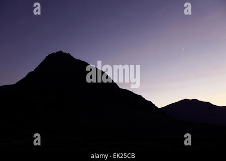 Silhouette of Tryfan in the Ogwen Valley, Snowdonia, Gwynedd. Stock Photo
