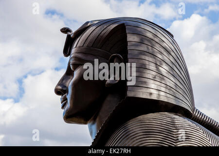 A Bronze Sphinx Guarding Cleopatras Needle, Victoria Embankment, London, England Stock Photo