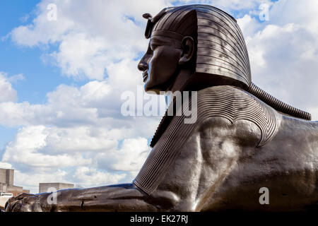 A Bronze Sphinx Guarding Cleopatras Needle, Victoria Embankment, London, England Stock Photo