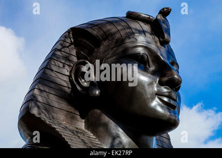 A Bronze Sphinx Guarding Cleopatras Needle, Victoria Embankment, London, England Stock Photo