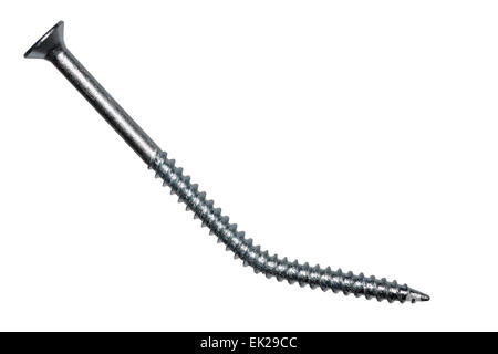 A Bent Wood Screw - Cut Out on White background Stock Photo