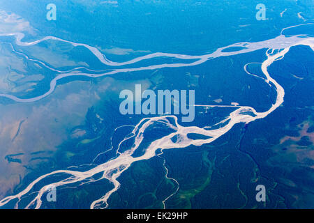 Aerial view of waterway, Alaska, USA Stock Photo