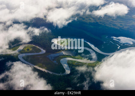 Aerial view of waterway, Alaska, USA Stock Photo