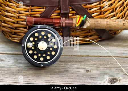 Fly Fishing Rod, Vest and Fish Creel on a White Background Stock Image -  Image of vintage, isolated: 205715807
