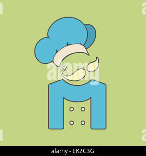 Flat vector icon cute chef with mustaches stylized letter Stock Photo