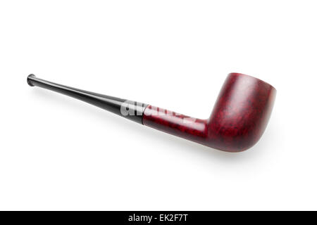 wooden smoking tobacco pipe isolated on white background Stock Photo