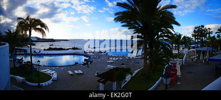 Lago Martinez at dusk Puerto de la Cruz Tenerife island Canary islands Spain Stock Photo
