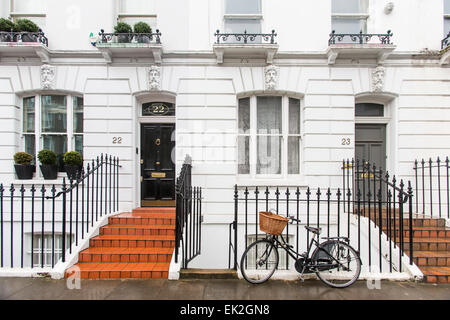 House Front with Bicycle, Chelsea, London Stock Photo