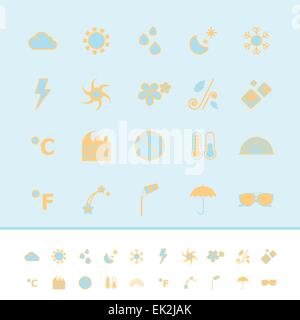 Weather color icons on blue background, stock vector Stock Vector