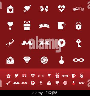 Love color icons on red background, stock vector Stock Vector